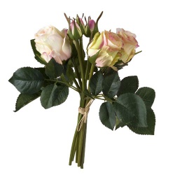 8er Bund Kunstblumen Rosen in Creme/Rosa