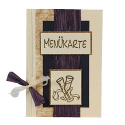 Menükarte Silvester in Creme-Aubergine