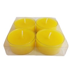 4er Pack Jumbo Teelichter gelb, transparente Hülle, 8 h Brenndauer