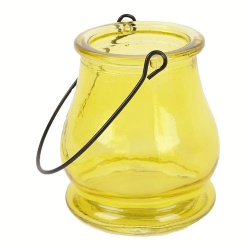 Glas Windlicht in Gelb zur Gartendeko