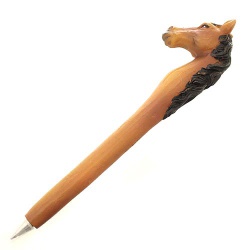 Gastgeschenk Kugelschreiber Pferd in Braun, 16 cm
