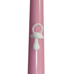 Taufe Stabkerze in Rosa mit weißem Wachs Schnuller, handgefertigt.