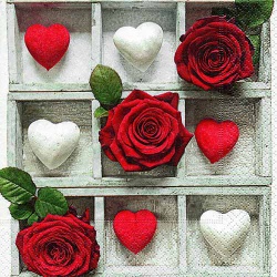 20er Pack Servietten Liebesrosen, 33 x 33 cm