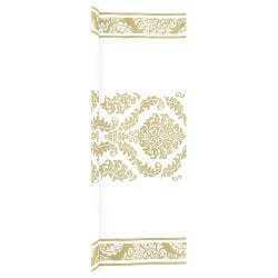 4,9 Meter Airlaid Papier Tischläufer mit Ornamenten in Gold-Weiß, 40 cm