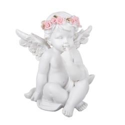 Engel mit Kranz aus Rosen, sitzend, Nr. 2, 75 mm
