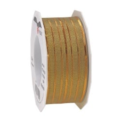 2 Meter Schleifenband Streifen mit Drahtkante in Gold, 40 mm