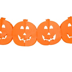 3,4 Meter Girlande Halloween Kürbis Gesichter in Orange