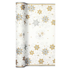 4,9 Meter Airlaid Papier Tischläufer Stars and Swirls silber, 40 cm