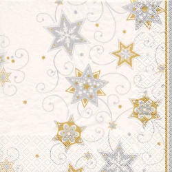 20er Pack Servietten Stars and Swirls silber, 33 x 33 cm