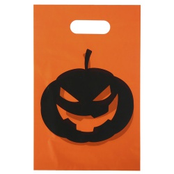 10 Halloween Süßigkeiten Tüten in Orange/Schwarz, 25 cm