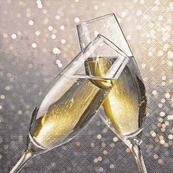 20er Pack Servietten Silvester Sektgläser Cheers, 33 x 33 cm