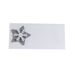 Tischkarte Eiskristall in Weiß/Silber