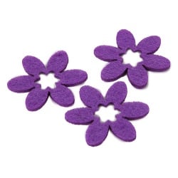 10 Filz Blümchen in Lila, 40 mm