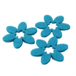 10 Filz Blümchen in Türkis, 40 mm