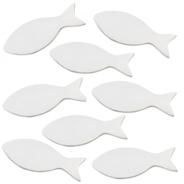 15 Holz Streuteile Fische in Weiß