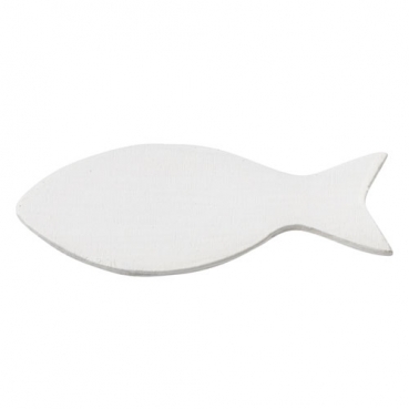 15 Holz Streuteile Fische in Weiß.