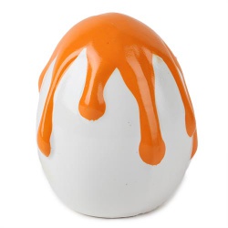 Keramik Ei mit Farbklecks in Orange, 90 mm