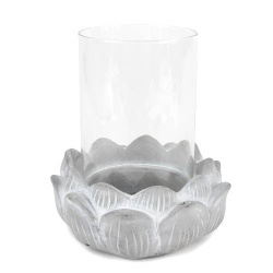 Windlichtglas auf Blütensockel, 16 cm