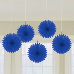 5 Mini Deko Fächer in Dunkelblau, 15 cm