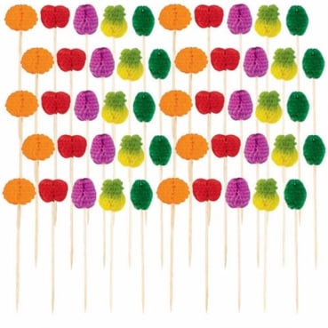 50 Holzspieße Sommer Party Wabenball Frucht Picks, 10 cm