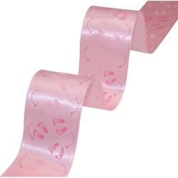 2 Meter Satin Tischband Taufe Babytapser in Rosa, 40 mm