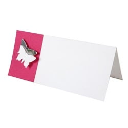 Tischkarte Schmetterlinge in Weiß/Pink