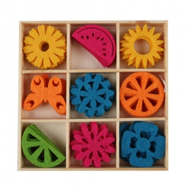 45 Filz Streuteile Ornament Sommer Mix, 30 mm