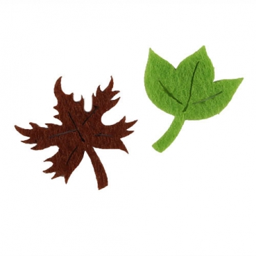 45 Filz Streuteile Ornament Blätter Mix, 30 mm.