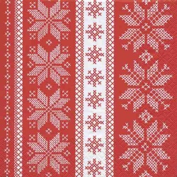 20er Pack Servietten Winter Ornamente in Rot/Weiß, 33 x 33 cm