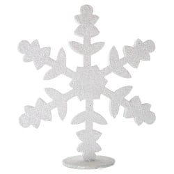 Glitzer Eiskristall, Schneeflocke in Weiß-Perlmutt zum Aufstellen, 15 cm