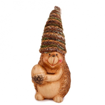 Keramik Igel mit Wollmütze und Eichel, 14 cm