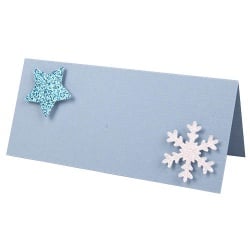 Tischkarte Weihnachten, Schneeflocke in Hellblau