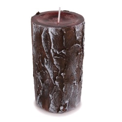 Kerze Rustic Baumstamm in Marone/Weiß, durchgefärbt, 13 cm