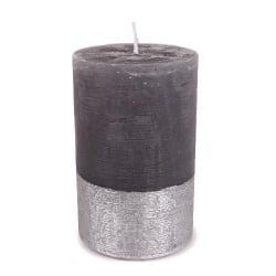Stumpenkerze Weihnachten, Rustic in Anthrazit/Silber, durchgefärbt, 11 cm
