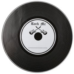 6 Papier Tischsets Vinyl, Schallplatte, 80er Party in Schwarz/Weiß, 34 cm