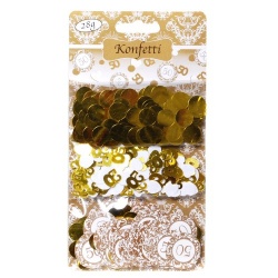 Konfetti 50. Jahrestag, Geburtstag, Goldhochzeit in Gold/Weiß