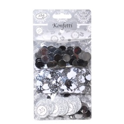 Konfetti 25. Jahrestag, Silberhochzeit in Silber/Weiß
