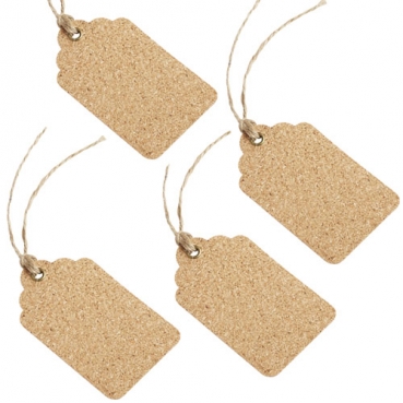 4 Tischkarten, Geschenkanhänger aus Kork, 90 mm