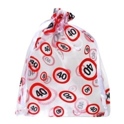 6 Organza Beutel, 40. Geburtstag Geschenkverpackung, 23 cm