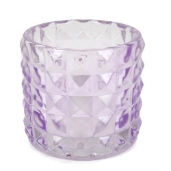 Kerzenglas Kristall Diamant in Flieder, 87 mm