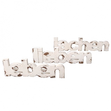 3tlg. Shabby Holz Aufsteller, Schriftzug Set -leben, lieben, lachen-, 31,5 - 40 cm