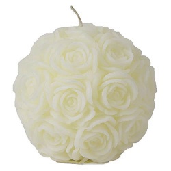 Rosen Kugelkerze, Hochzeit in Creme, 90 mm