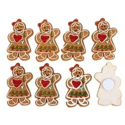 8 Streudeko Lebkuchen Figuren, Weihnachten mit Klebepunkt, 38 mm