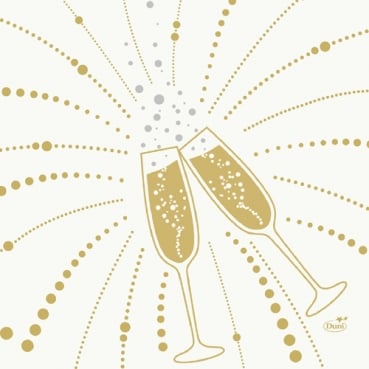 Duni Zelltuch Servietten Festive Cheers White, 33 x 33 cm