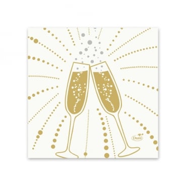 Duni Zelltuch Cocktail-Servietten Festive Cheers White, 24 x 24 cm