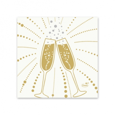 Duni Zelltuch Cocktail-Servietten Festive Cheers White, 24 x 24 cm