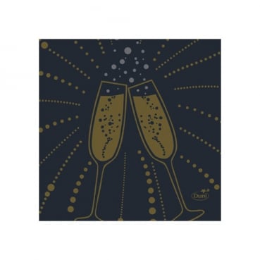 Duni Dunisoft Cocktail-Servietten Festive Cheers Black, 20 x 20 cm