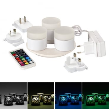 3er Set Duni LED Mini Lamp multicolour, 10.000 Std., Fernbedienung, Ladestation