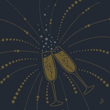 Duni Dunisoft Servietten Festive Cheers Black, 40 x 40 cm
