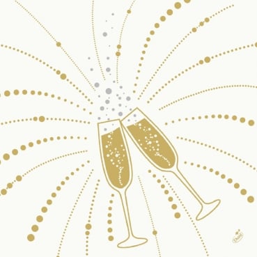Duni Dunisoft Servietten Festive Cheers White, 40 x 40 cm